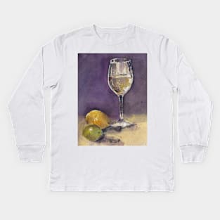 Wineglass, Lemon and Lime Kids Long Sleeve T-Shirt